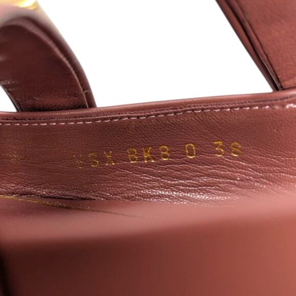 Valentino Garavani Roman stud leather pointed toe flat mule gold brown 38 - Picture 9 of 13